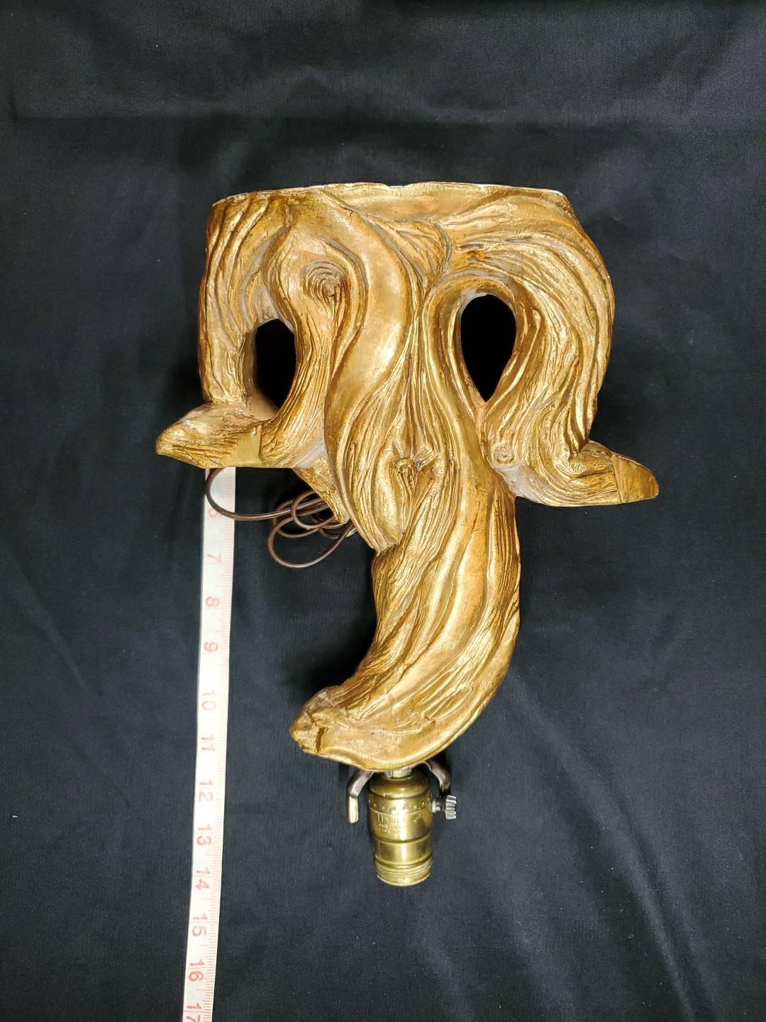 MCM 14" Lamp Base Mid Century Modern Plaster Drift Wood 3D Table Sculpture VTG *