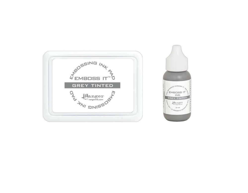Ranger EMBOSS IT "GREY TINTED" Embossing Ink Stamp Pad + 1 Re-Inker BUNDLE Set