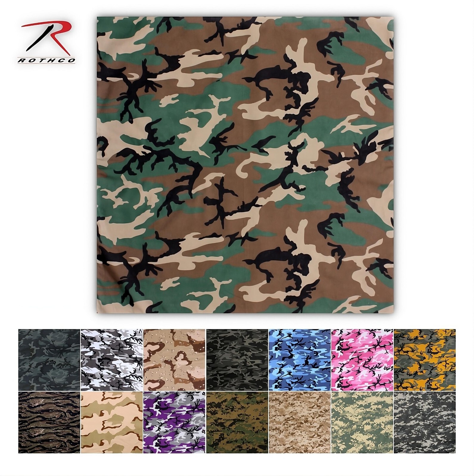 Rothco 4347 X-LARGE 27" Jumbo Camouflage Cotton Sport Biker Bandana