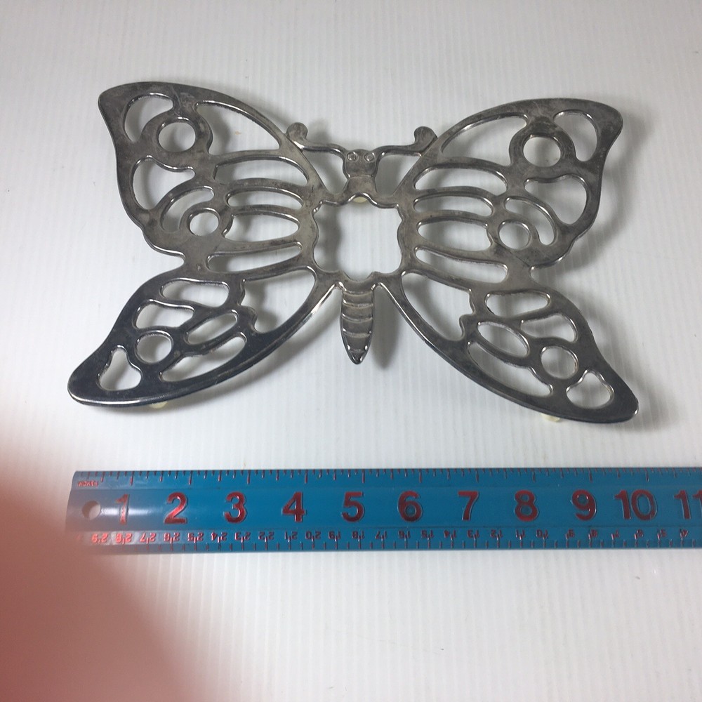 Leonard Silverplate Butterfly Trivet Italy Vintage Mid Century MCM