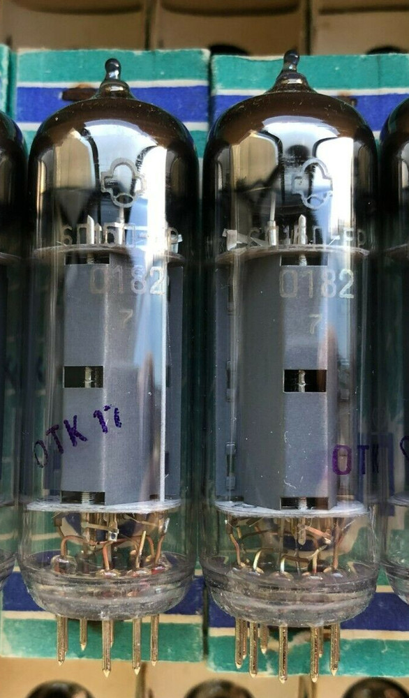 2x 6P15P-ER (6P15P-EV, EL83, SV83) USSR GOLD GRID (NEW, NOS, SAME DATE, BOXED)