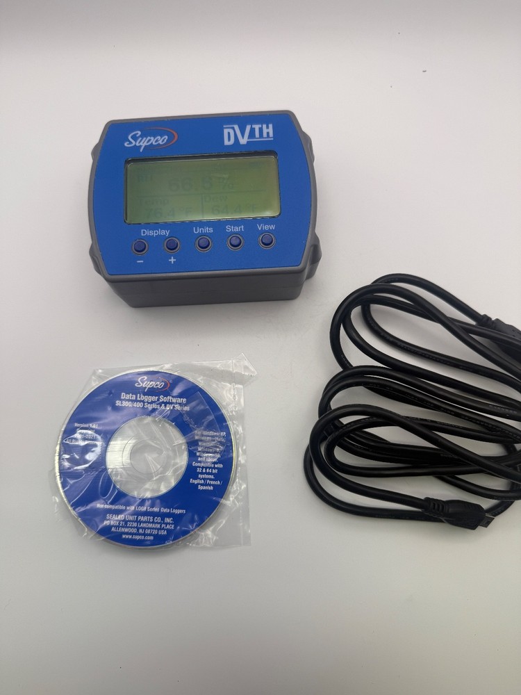 Supco Data View DVTH Temperature & Humidity Data Logger w/ Software & USB Cable