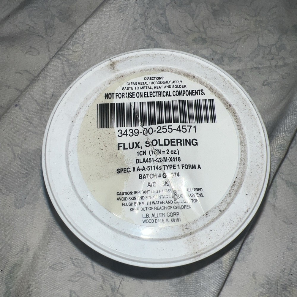 Flux Soldering Not For Use On Electrical Components