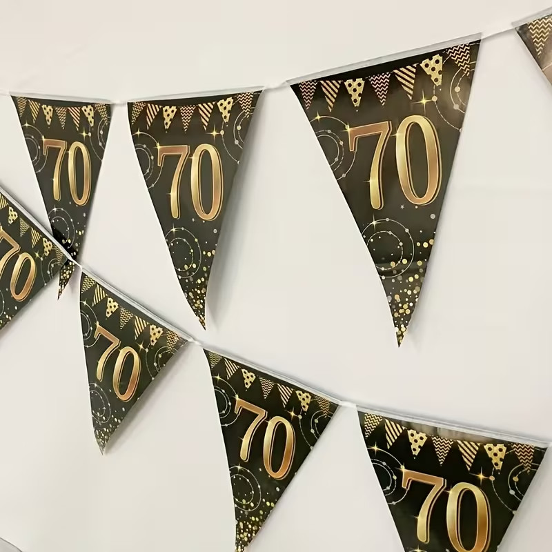 12pcs 70th Birthday Party Decoration Bunting Triangular Flags