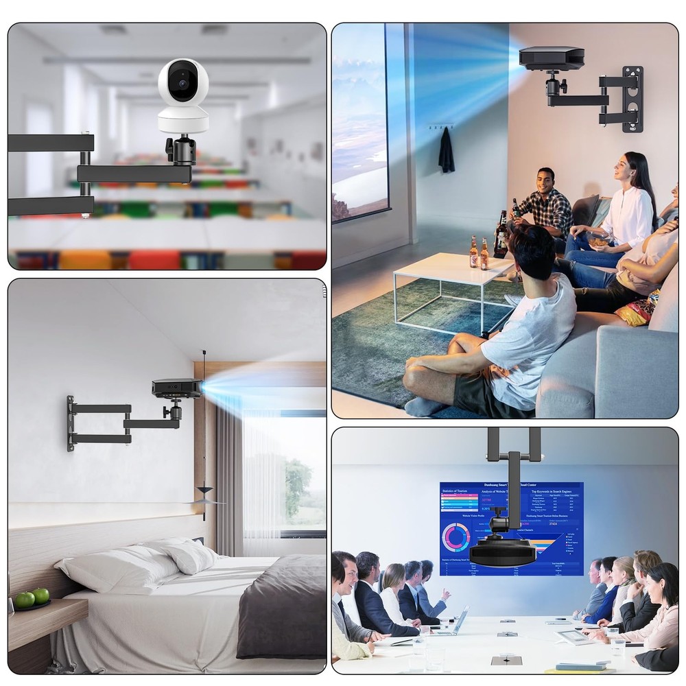 JUBOR Projector Wall Mount, 360° Rotation Adjustable Projector Webcams Stand ...
