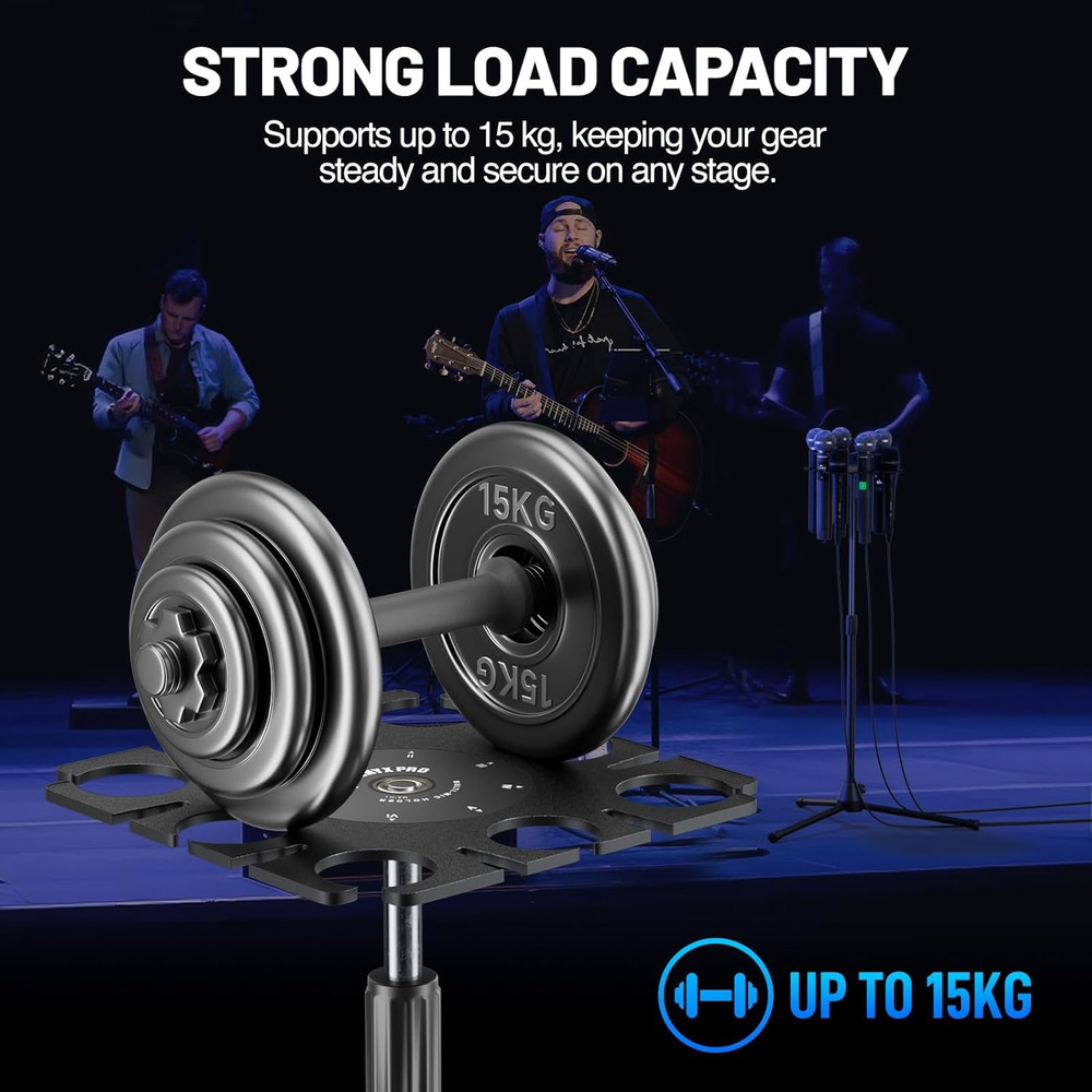 MA-H1 8-Slot Multi-Microphone Holder Wired Wireless Handheld Microphone Threaded