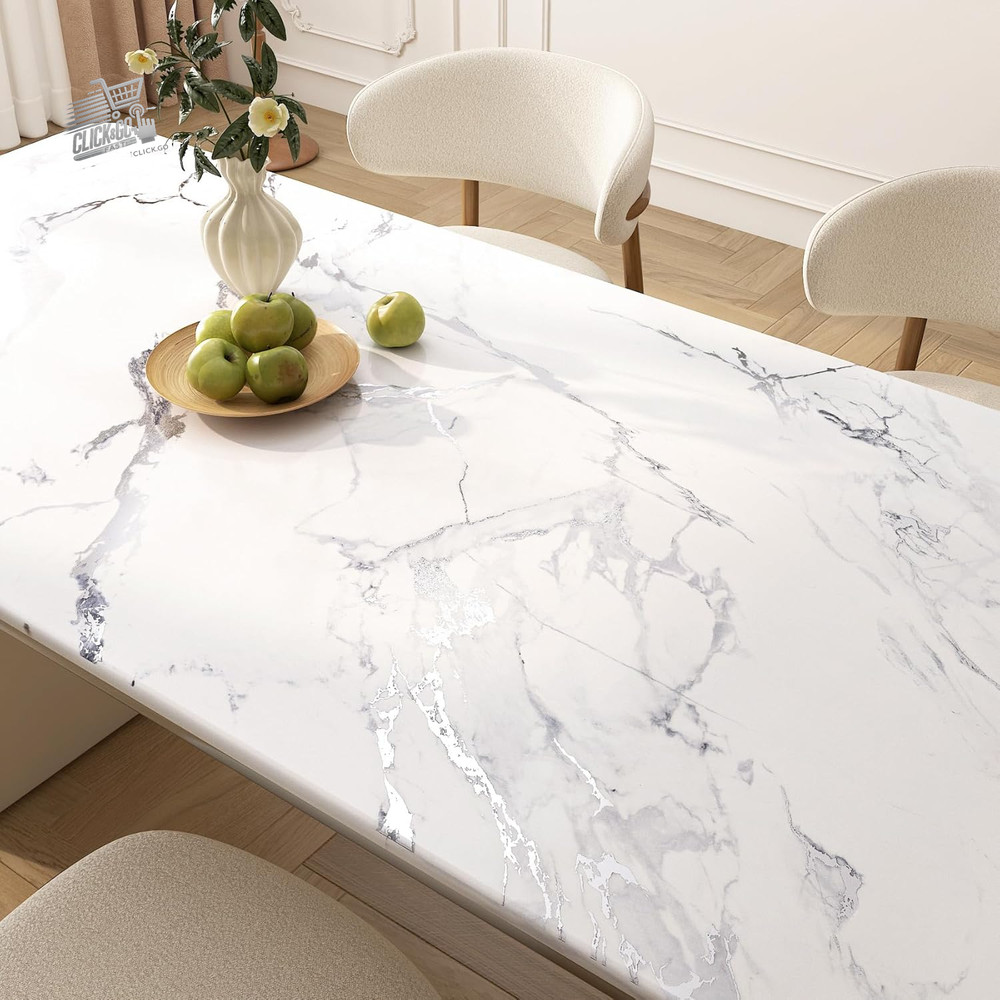 White Silver Marble Effect Self Adhesive Wallpaper L Top Coating