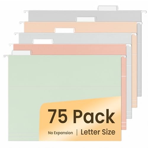 Hanging File Folders, Pastel Colors - 75 Pack, Colored File Folders Morandi