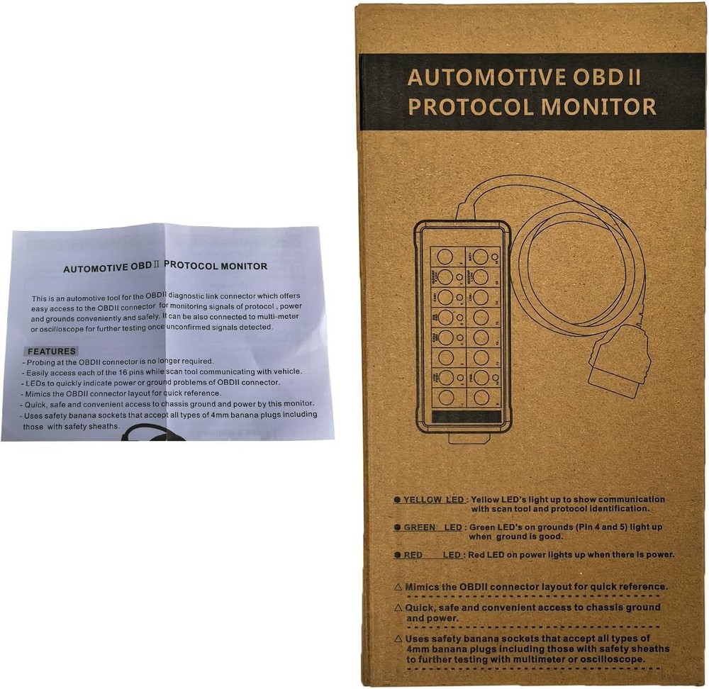 Professional OBD2 Breakout Box with LED Indicator, 16-Pin Diagnostic...