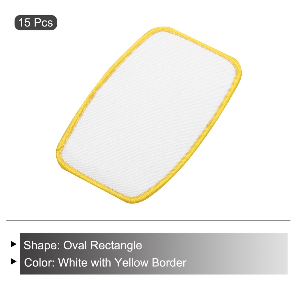 15pcs Sublimation Patch Blank Oval Rectangle White with Yellow Border