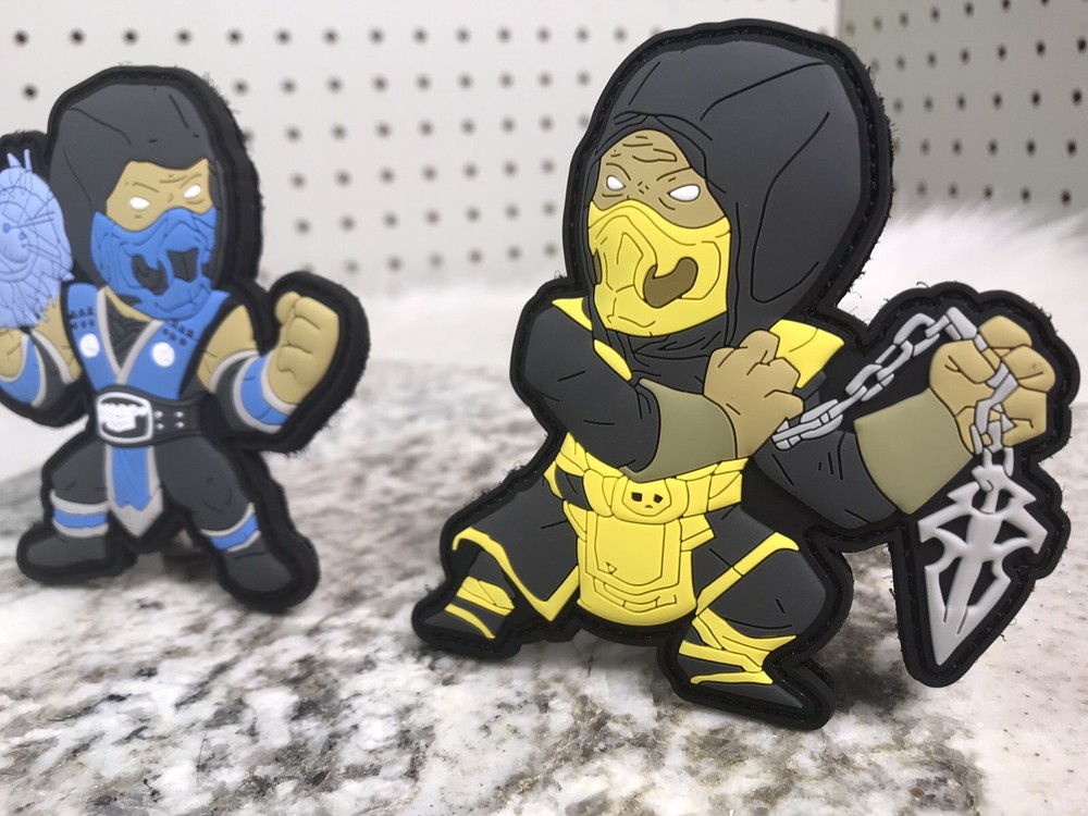 Scorpion & Sub-Zero Mortal Kombat PVC Morale Patch Hook N Loop Tactical Set New