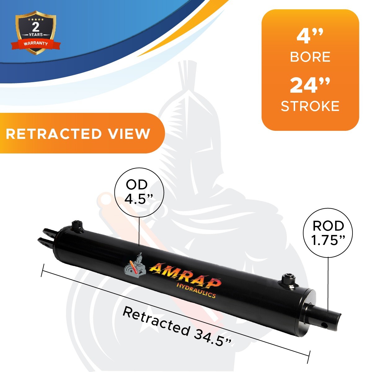 4X24 Hydraulic Cylinder - 4" Bore x 24" Stroke Log Splitter Cylinder 3500PSI