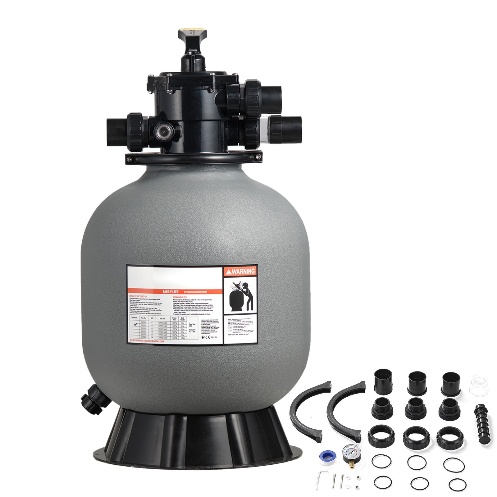Uimoso 18-Inch Sand Filter with 7-Way Valve for Above/Inground Pools