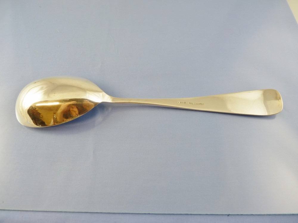 PLAIN LARGE SERVING SPOON SILVER 800 BY PAUL SCHWARZER GERMANY