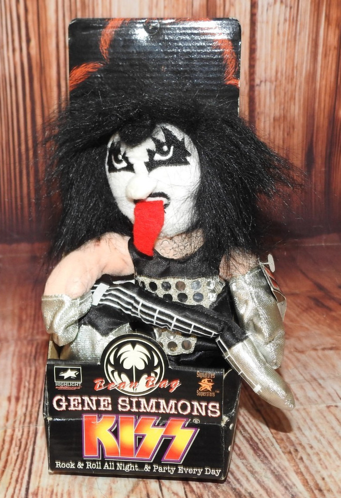 Set of 3 1998 Kiss Bean Bag Dolls, Gene Simmons, Ace Frehley, Paul Stanley