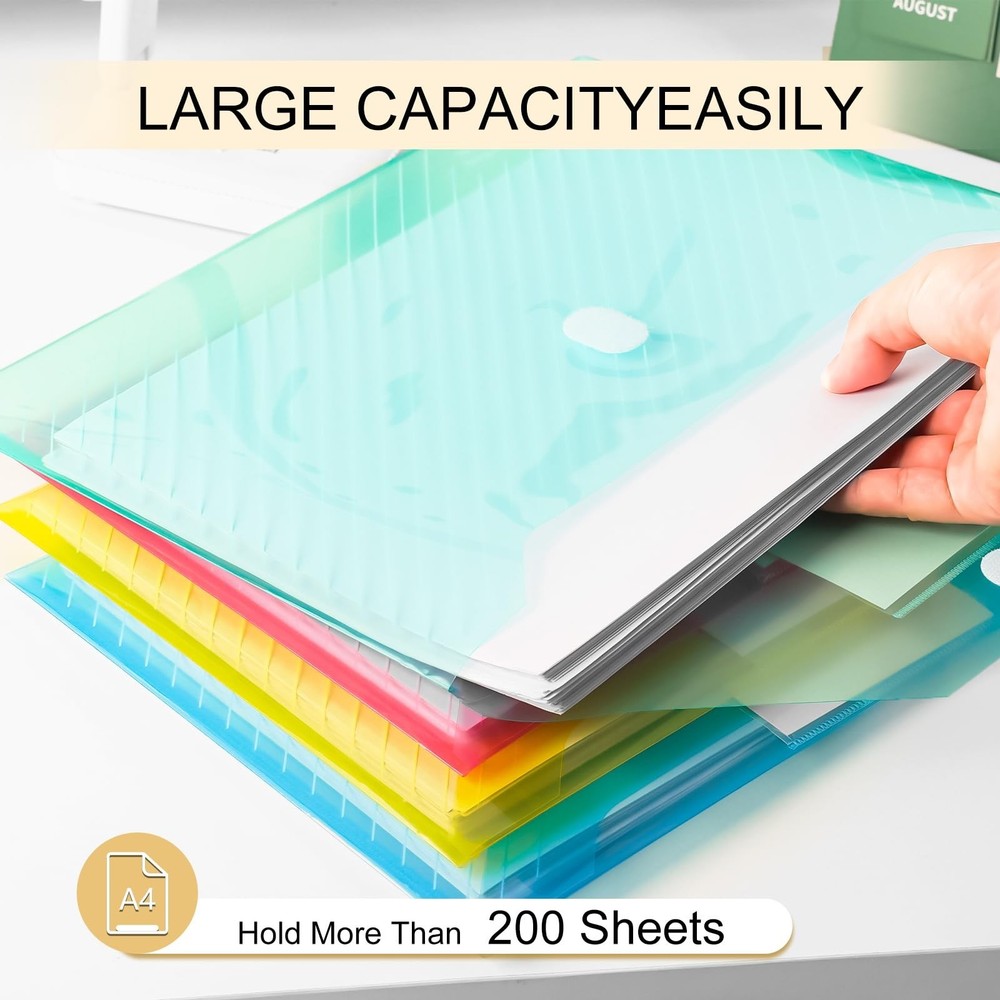 10 Pack, Plastic Envelopes File Folders, HeavyDuty Document Folder for Letter...