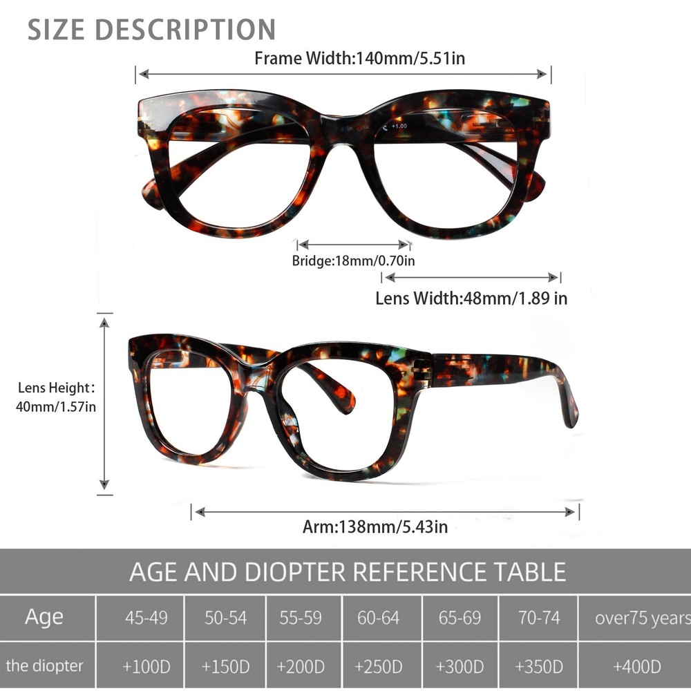 3-Pack Reading Glasses Ladies Readers Spring Hinge Pattern Print Eyeglasses
