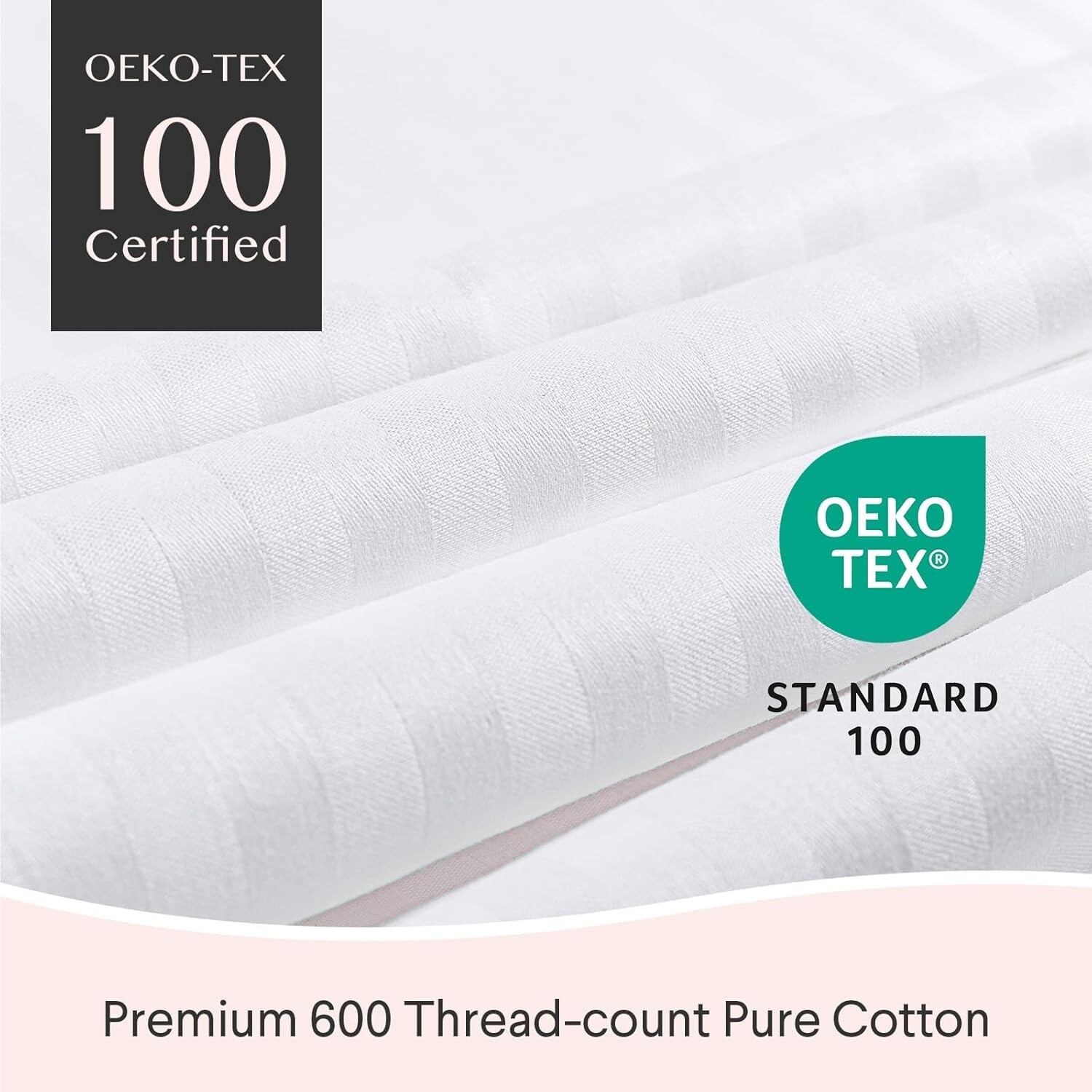 600TC 100% Cotton Pillow Protector Zippered Pillow Oeko-TEX Certified 2-6 Pack