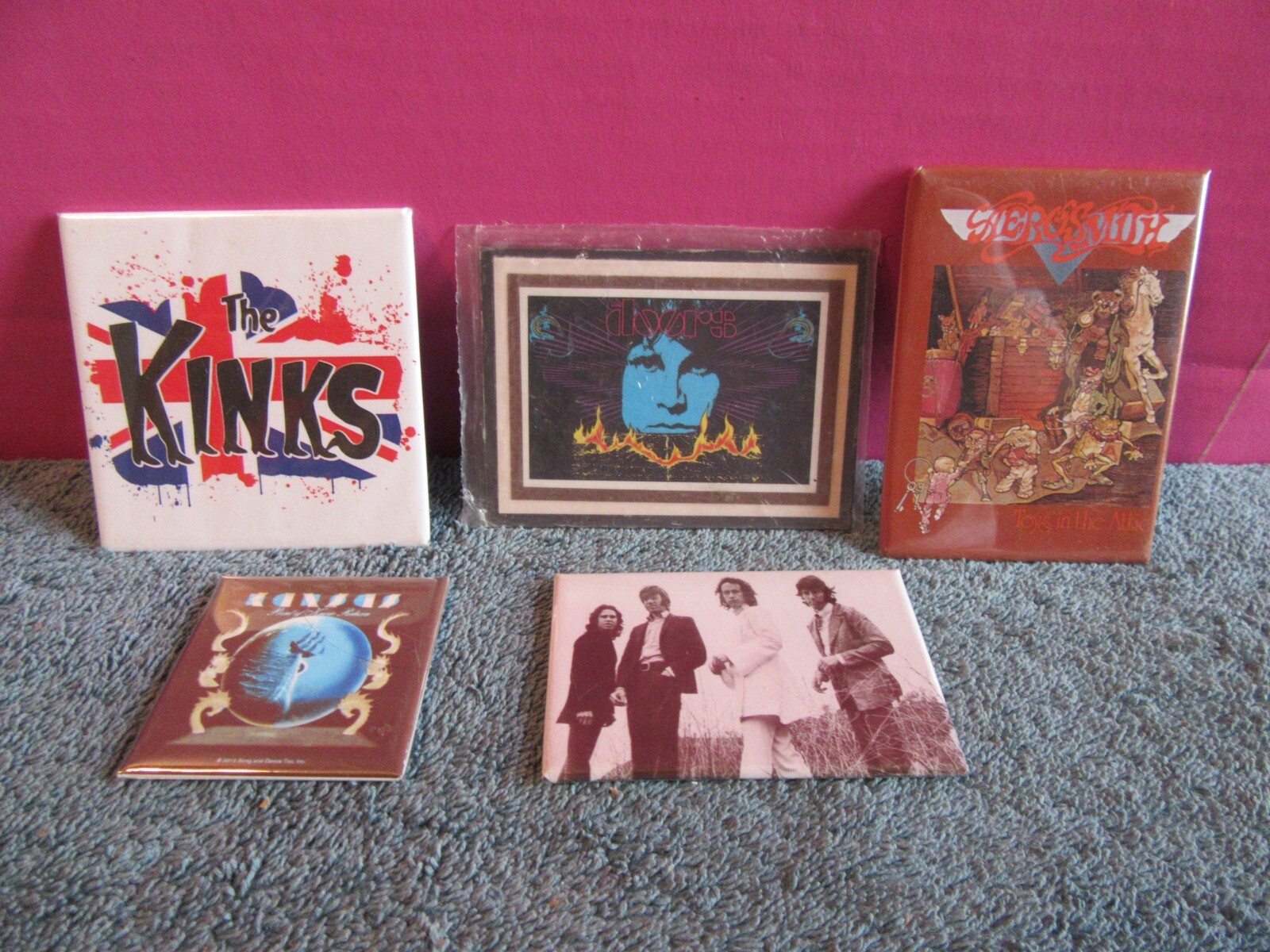 5 Kinks Aerosmith Doors Kansas magnets band photos concert rock jim morrison