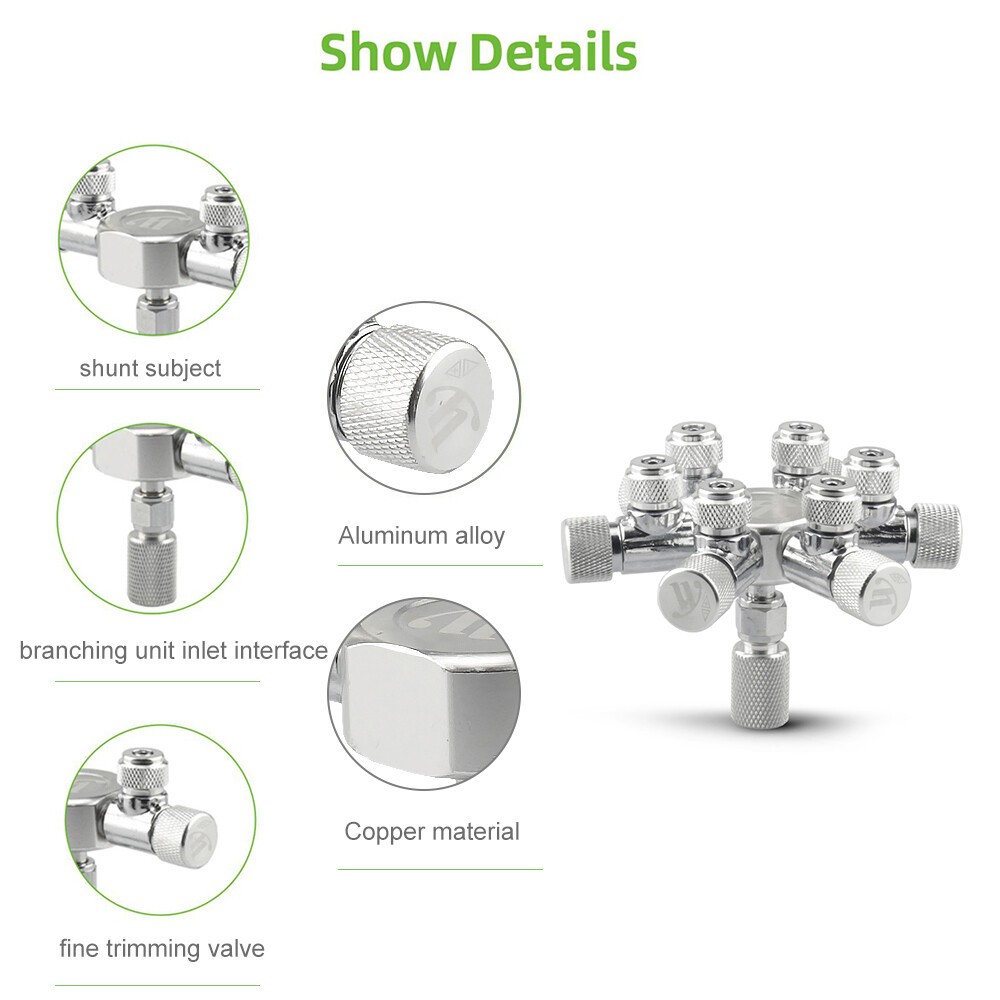 Aquarium CO2 Splitter Regulator for Multiple Fish Tanks with Adjustable Flow Con