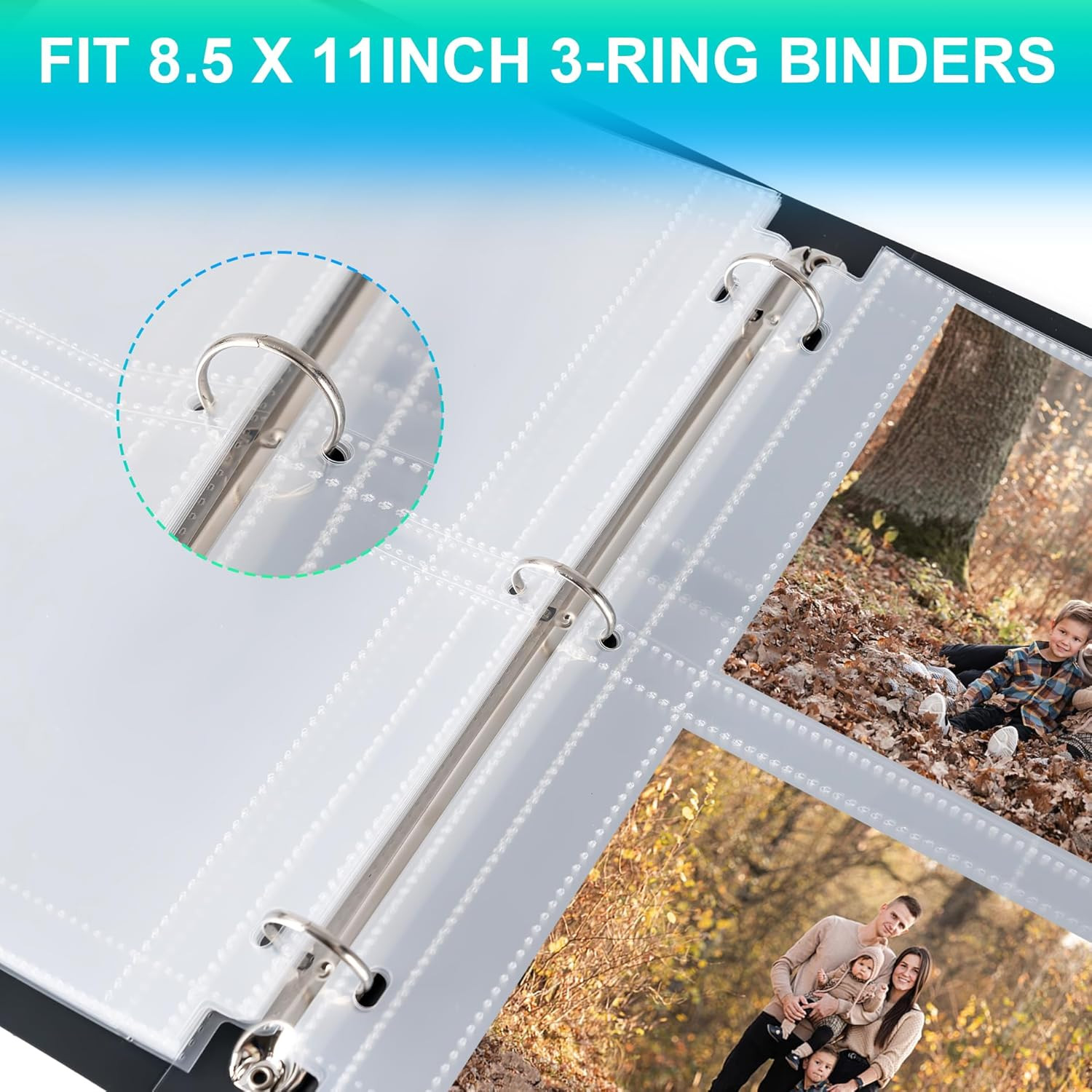 50 Pack 4 X 6 Photo Sleeves for 3 Ring Binder(300 Pictures), Heavy-Duty Archival