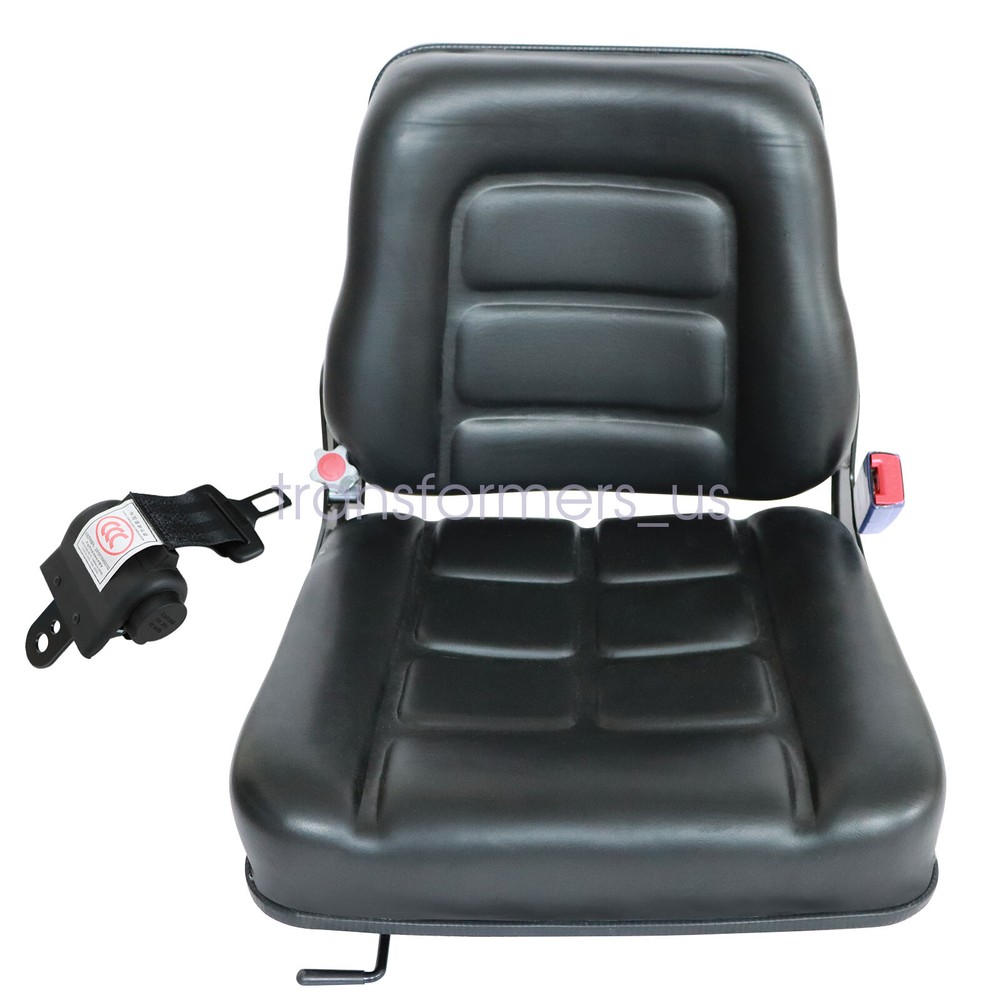 Universal Forklift Seat Fold Down Tractor Seat Adjustable Back & Safebelt