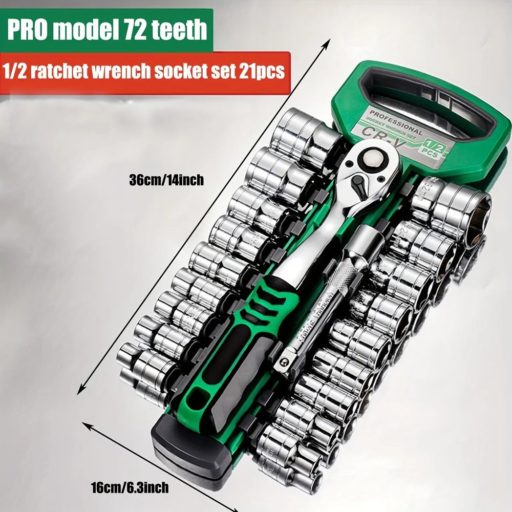 Metric and Imperial Drive Socket Set with Quick Release Ratchet