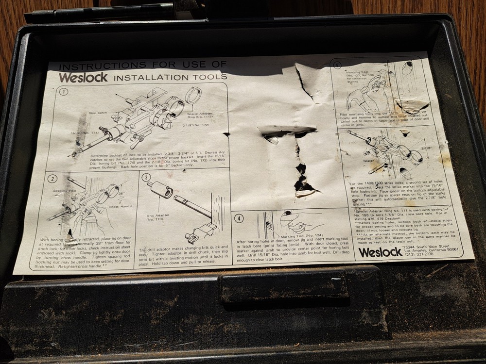 Weslock Door Lock Hole Jig Installation Boring Kit With Case