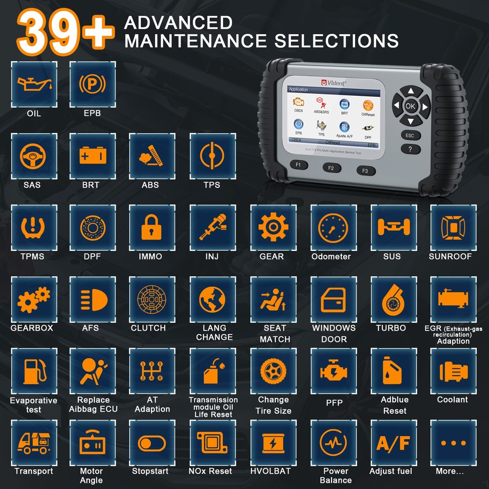 Vident iAuto702Pro Bidirectional ABS & SRS 2-System Diagnosis Key Programming
