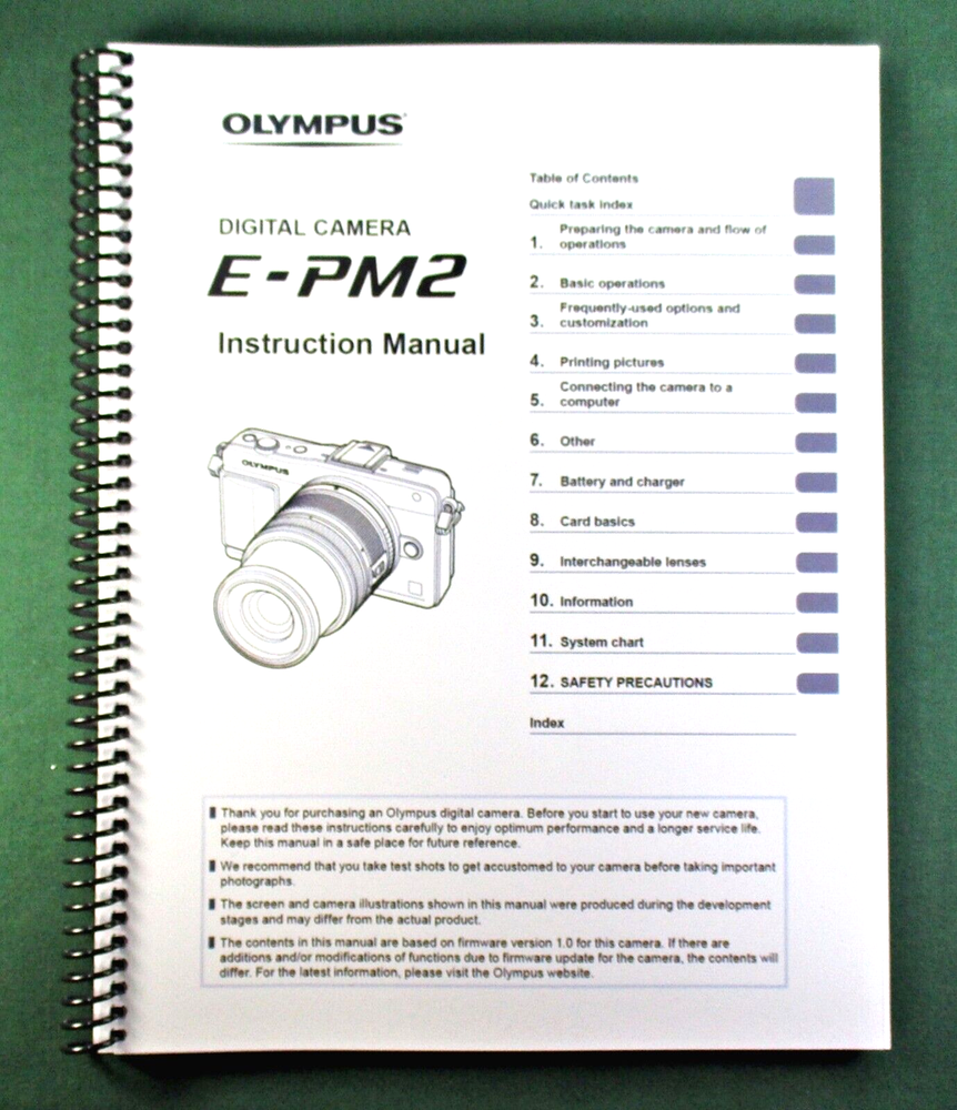 Olympus E-PM2 Instruction Manual: 133 Pages & Protective Covers!