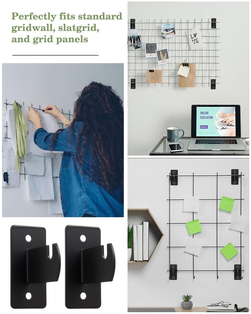 8 Pcs Gridwall Mount Brackets Metal Grid Wall Panel Display Hooks with Screws...