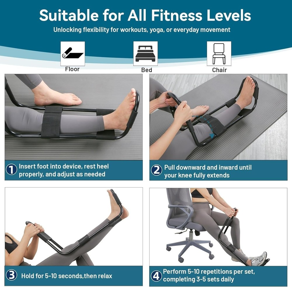 Zakdbbry Hamstring Stretcher Knee Extension Device Black Lower Back Hip & Calf