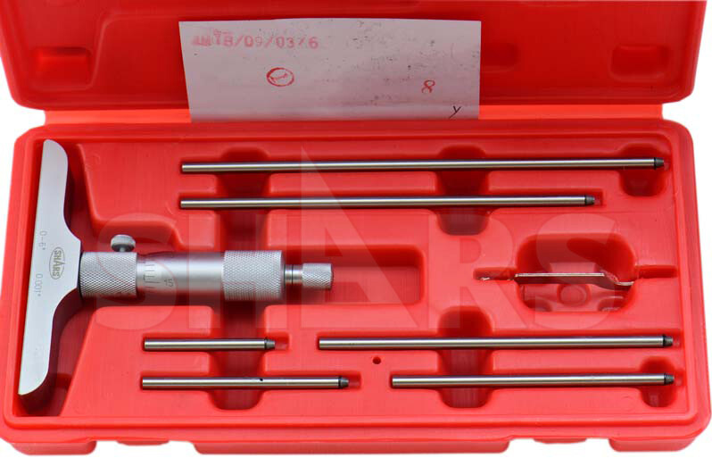 Shars 0-6" Depth Micrometer 4.0" Base Round Head Measuring Rods New P}