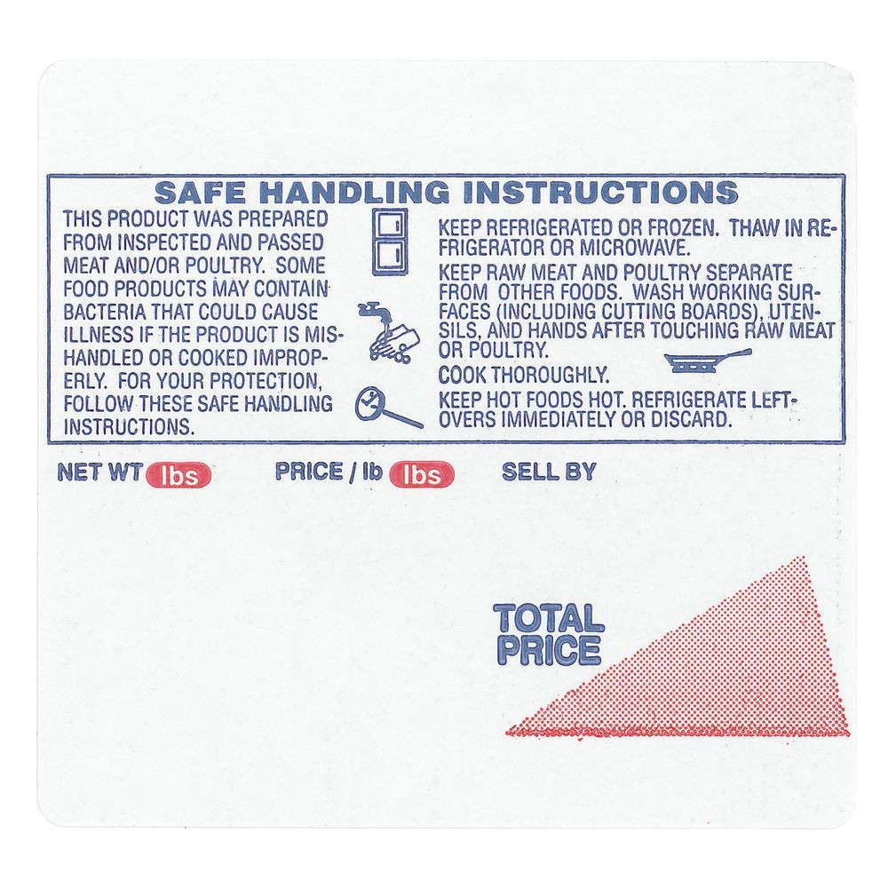 White Globe Thermal Printer Label with Safe Handling Instructions Red/Blue