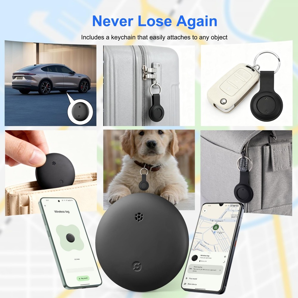 Android Tracker Tags, 1 Pack Google Certified Smart Tracker with Silicone Cas...