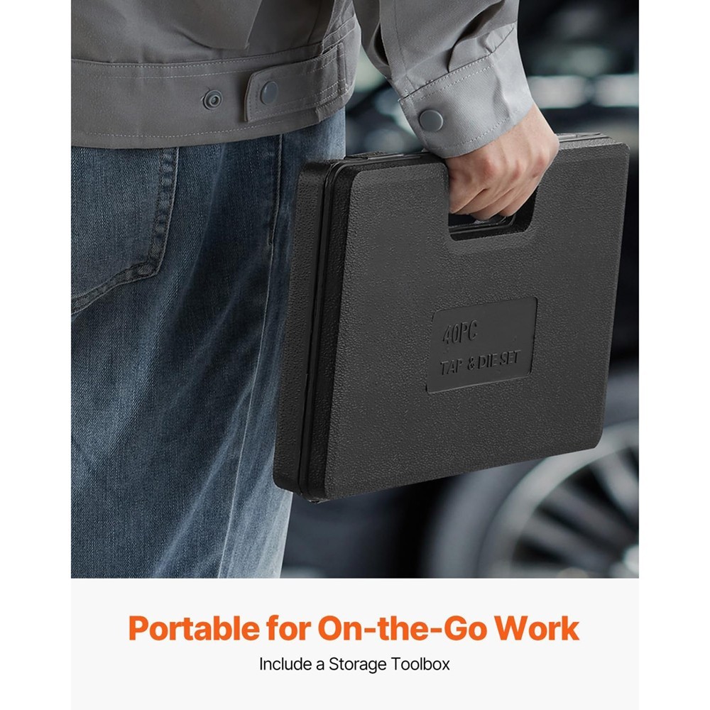 40 Piece Tap and Die Set SAE & Metric , Metric Screw Threads with Carrying Case