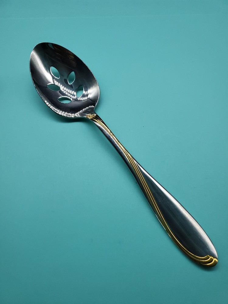 Oneida Golden Camber Pierced Serving Spoon