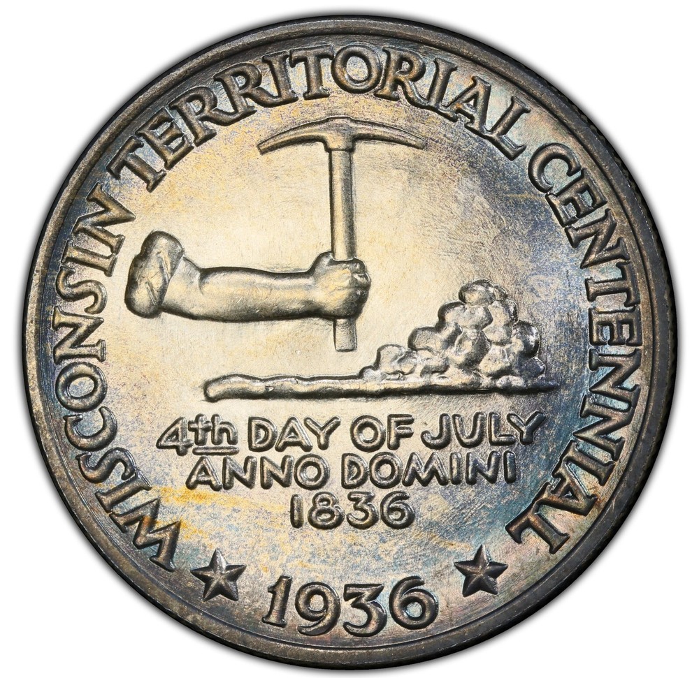 1936 Wisconsin - PCGS MS67 - PERFECT MULTI-COLORED SURFACES - LOOKS SOLID MS68!