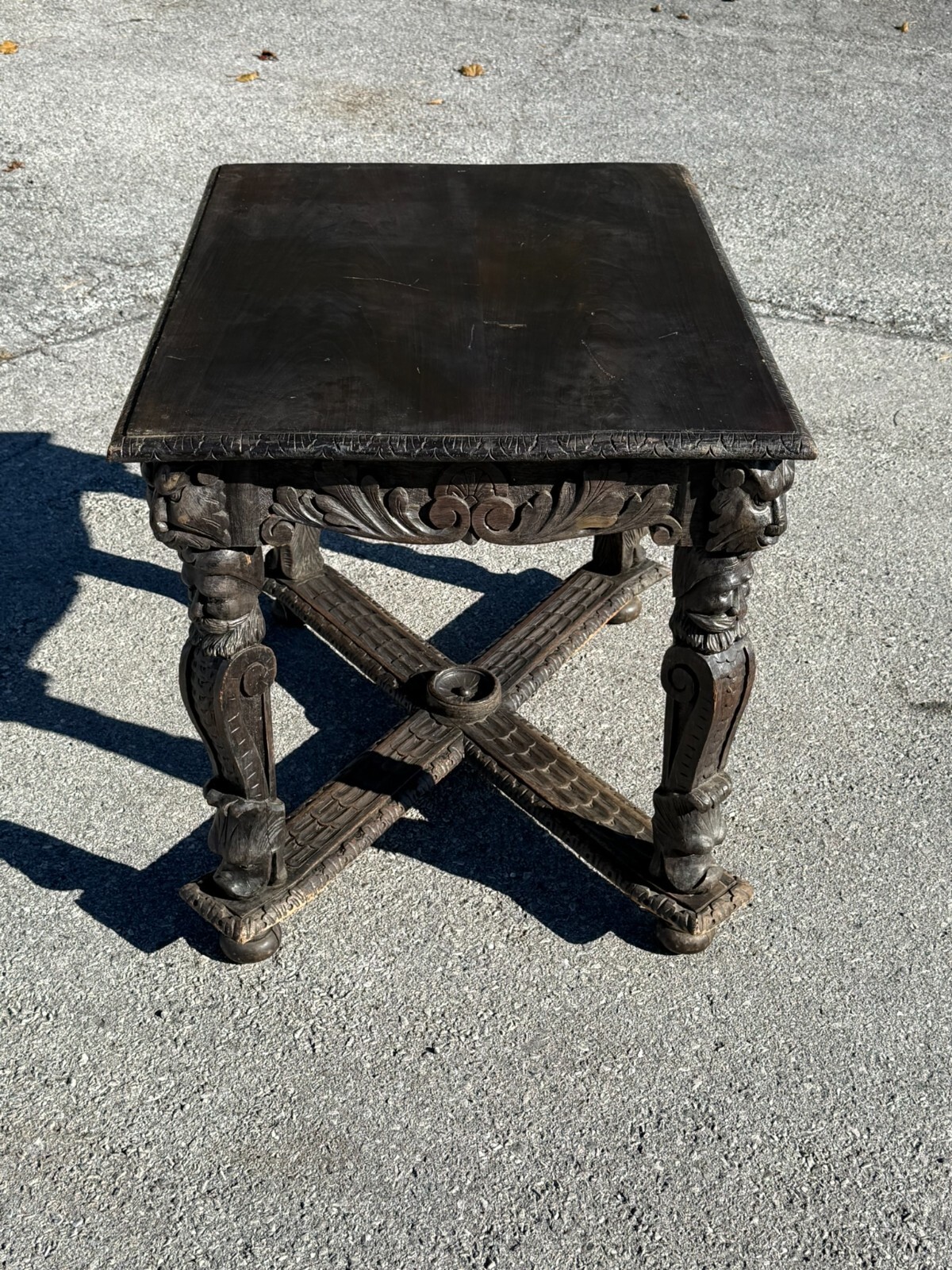 Antique 1800s carved black forest baroque Rennaissance table Carved Victorian