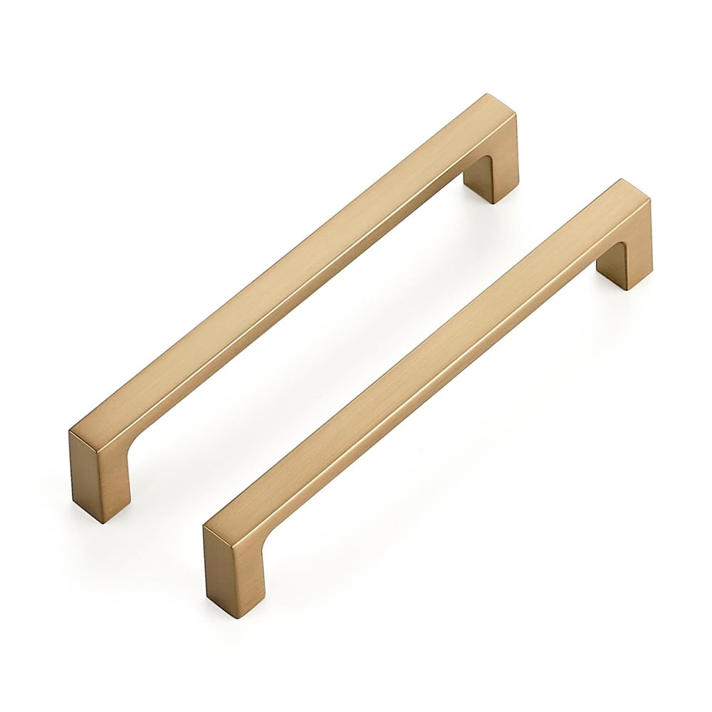 5 Pack Solid 5 Inch Square Cabinet Handles - Champagne Bronze Pulls for Drawe...