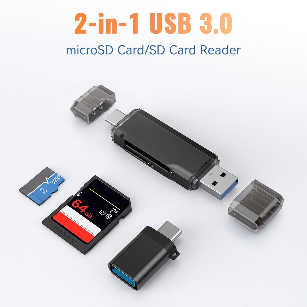 TOPESEL Card Reader USB 3.0 Type C to SD Micro SD TF Smart Memory Card Adapter