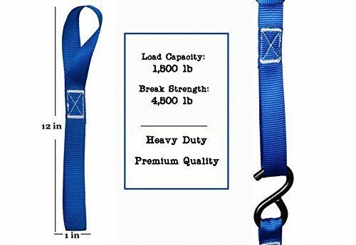 6x 1"x1" Soft Loop Tie Down Straps 1500 Load Capacity 4500 Lbs Breaking Strength