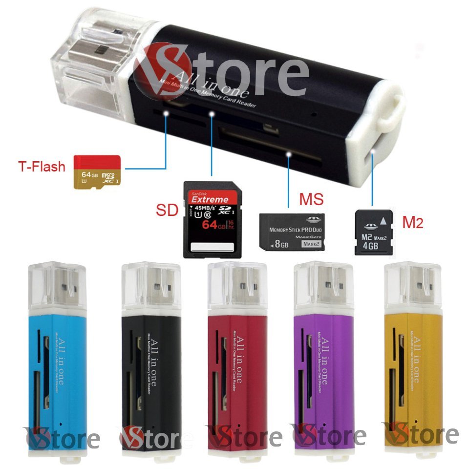 Multi USB Card Reader Memory Card Reader For Micro SDHC SD TF MS M2