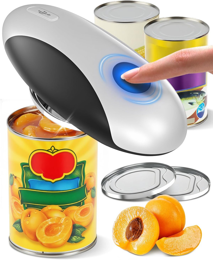 Electric Can Opener, Automatic Rechargeable Can Openers with One-Touch Smooth Ed