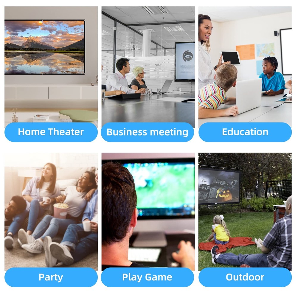 Projector Screen,4K 16:9 HD Rear Front Projector Screen Foldable Projection S...