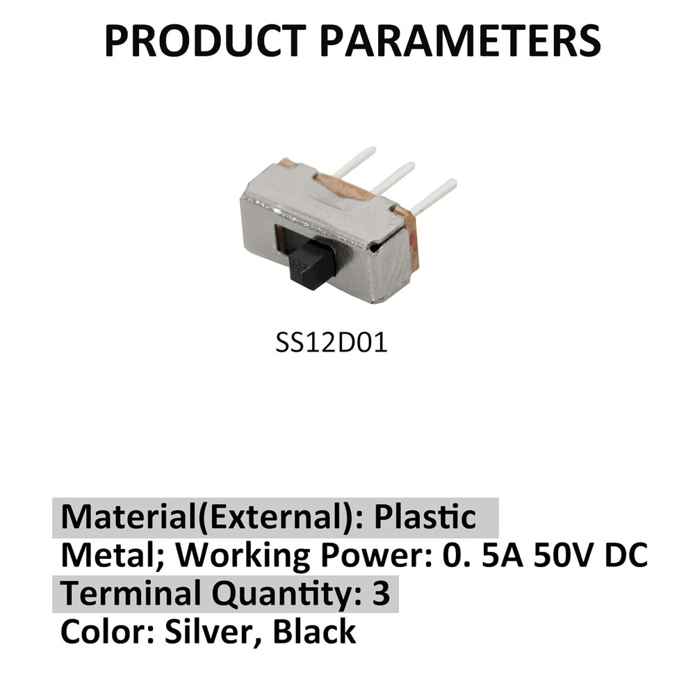 Versatile 100 Count Slide Switch Pack - 3 Pin High Knob for DIY Electronics