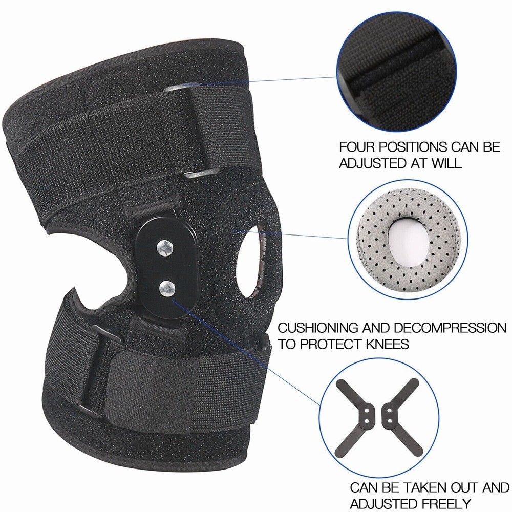 Knee Brace Hinged Compression Sleeve Joint Support Open Patella Stabilizer Wrap
