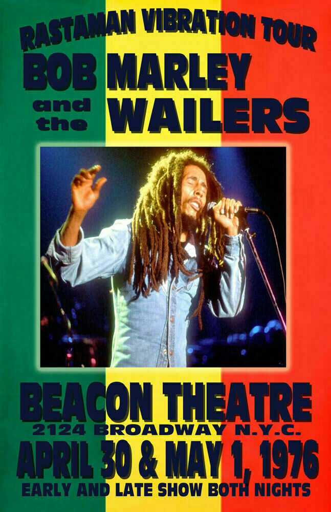 BOB MARLEY REPLICA *BEACON THEATRE* 1976 CONCERT POSTER