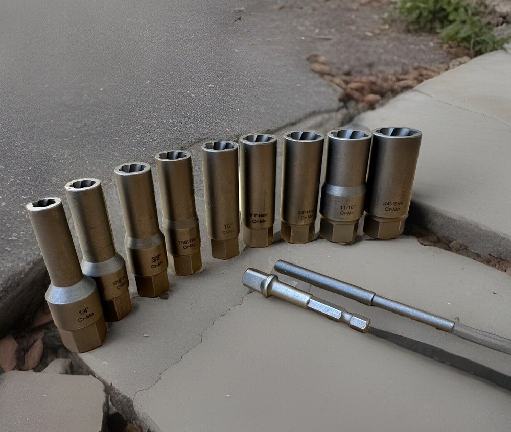 11pcs 3/8” Dr. DuoMetrix Impact Round Bolt Screw Nut Extractor Remove Set