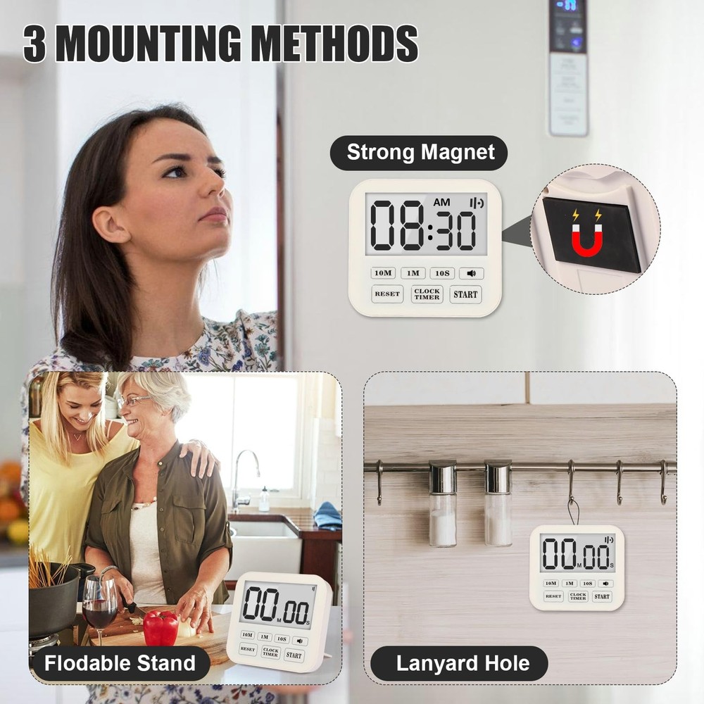 Digital Waterproof Shower Timer Bathroom Kitchen Timer with Strong Magnet and
